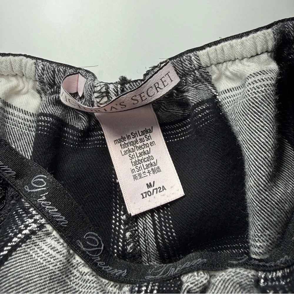 Victoria's Secret Black & White Plaid‎ Lace-Trim Sleep Shorts